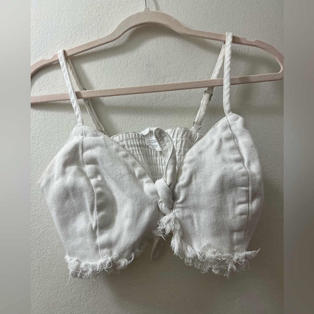 WHITE JEAN BRA TOP